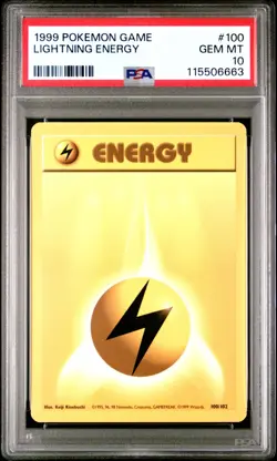 1999 POKEMON GAME #100 LIGHTNING ENERGY PSA 10 GEM MINT BASE SET UNLIMITED - Image 1