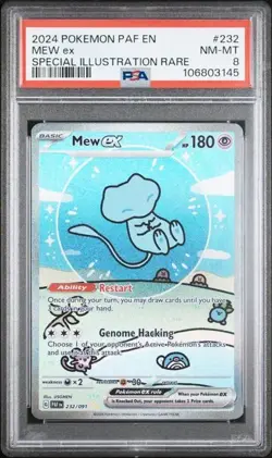 2024 POKEMON PAF EN-PALDEAN FATES SPECIAL ILLUSTRATION RARE #232 MEW EX PSA 8 - Image 1