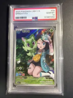 PSA 10 SPRIGATITO CBB1 CS C-GEM PACK VOL 1 #09 SIMPLIFIED CHINESE 2025 POKEMON - Image 1