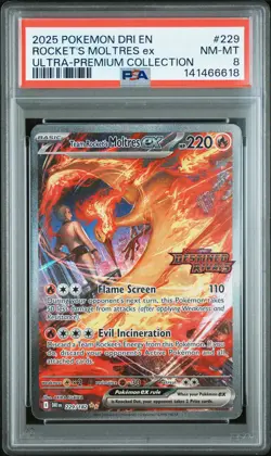 2025 POKEMON DRI ULTRA-PREMIUM COLLECTION TEAM ROCKET'S MOLTRES EX PSA 8 - Image 1