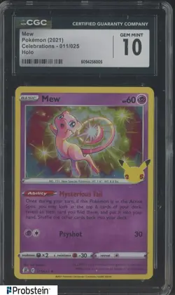 Pokemon English Mew #011/025 2021 Celebrations Holo CGC 10 GEM MINT - Image 1