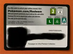 Pokemon TCG Code Card- Terapagos Ex Ultra-Premium-Collection (CODE ONLY) - Image 2