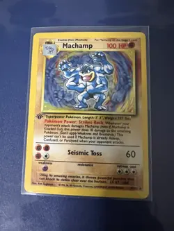 Pokemon TCG Machamp Holo 1st Edition Unlimited Rare Card Base Set 8/102 - Image 1