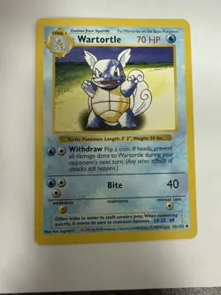 Pokemon Wartortle 70 HP Stage 1 Base Set Shadowless 42/102 Regular Uncommon 1999 - Image 1