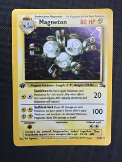 Pokemon Magneton Fossil 1st Edition Holo Rare WOTC 11/62 - Image 1
