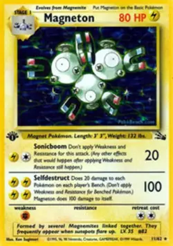 Magneton - 11/62 - Holo Rare - 1st Edition DMG, English Pokemon Fossil - Image 1