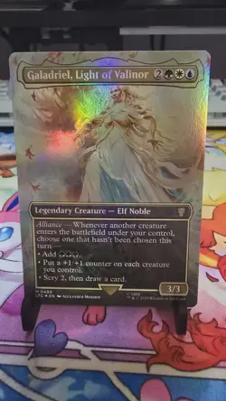 MTG Lord of the Rings Commander Galadriel, Light of Valinor Borderless FOIL NM - Image 1