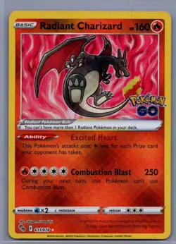 Radiant Charizard 011/078 - Pokemon Go Sword & Shield Radiant Rare NM - Image 1