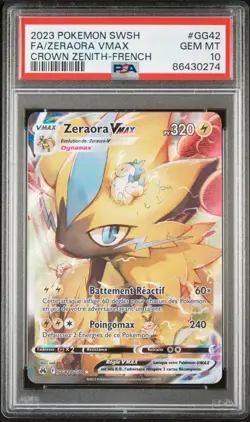 Carte Pokemon Zeraora VMAX GG42/GG70 PSA 10 Zenith Supreme Epee Bouclier FR - Image 1