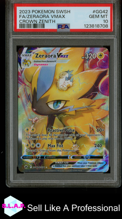 FA/ZERAORA VMAX CROWN ZENITH POKEMON SWSH CROWN ZENITH 2023 GG42 PSA 10 - Image 1