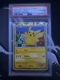 PSA 10 GEM MINT Pikachu HOLO WORLD COLLECTION PROMO 2010 Pokemon Card ITALIAN - Image 1
