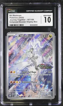 2025 POKEMON JTG EN-JOURNEY TOGETHER #167 N'S RESHIRAM CGC 10 GEM MINT - Image 1