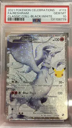2021 Pokemon SWSH Celebrations Reshiram Classic Collection #113/114 PSA 10 - Image 1