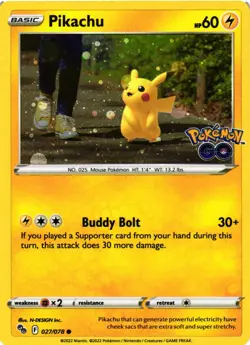 Pokemon Pikachu 027/078 Reverse Holo Pokemon GO NM - Image 1