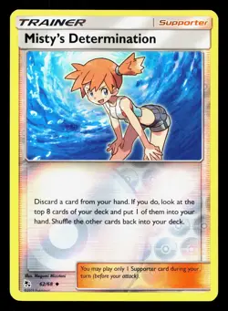 Misty's Determination 62/68 Hidden Fates LP Reverse Holo Pokemon Card TCG - Image 1