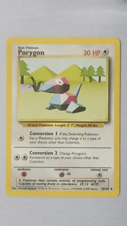 Porygon 39/102 Pokemon Card TCG Base Set Unlimited Non Holo MP - Image 1