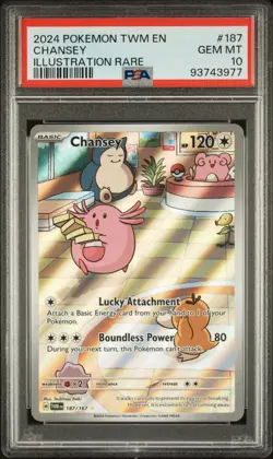 2024 POKEMON TWM EN-TWILIGHT MASQUERADE ILLUSTRATION RARE #187 CHANSEY PSA 10 - Image 1