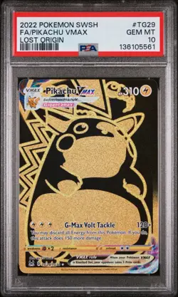 2022 POKEMON SWORD & SHIELD LOST ORIGIN #TG29 FULL ART/PIKACHU VMAX PSA 10 - Image 1