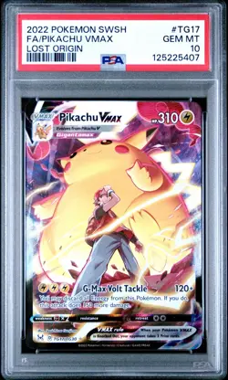 2022 Pokemon Sword & Shield Full Art Pikachu VMAX Lost Origin #TG17 PSA 10 GEM - Image 1