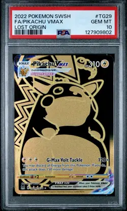 2022 POKEMON SWORD & SHIELD LOST ORIGIN #TG29 FULL ART/PIKACHU VMAX PSA 10 - Image 1