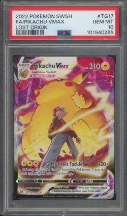 2022 Pokemon Sword & Shield Full Art Pikachu Vmax Lost Origin PSA 10 - Image 1