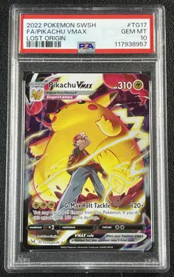 FA PIKACHU VMAX PSA 10 2022 POKEMON SWSH LOST ORIGIN #TG17/TG30 TRAINER GALLERY - Image 1