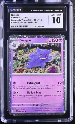 Gengar (Cosmos Holo) 094/165 Miscellaneous Cards & Products Holo - CGC 10 GM - Image 1