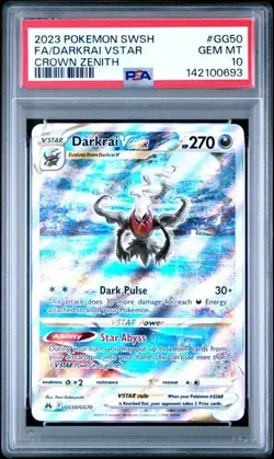 2023 POKEMON SWORD & SHIELD CROWN ZENITH #GG50 FULL ART/DARKRAI VSTAR PSA 10 - Image 1