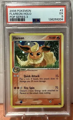 Vintage 2006 Flareon Pop Series 3 Holo PSA Graded Excellent Pokemon TCG - Image 1