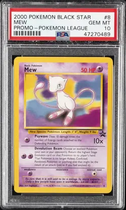 2000 POKEMON PROMO BLACK STAR POKEMON LEAGUE #8 MEW PSA 10 - Image 1