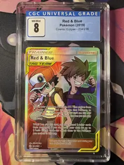 2019 POKEMON SUN & MOON COSMIC ECLIPSE #234 FULL ART/RED & BLUE - Image 1