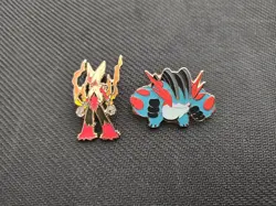 Pokemon 2 Enamel Pin Set - Mega Blaziken + Mega Swampert Blister Pack Pins - Image 1