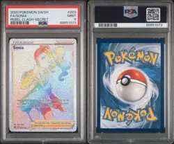 Pokemon Sonia Full Art Rebel Clash 203/192 Secret Rainbow Rare PSA 9 - Image 3
