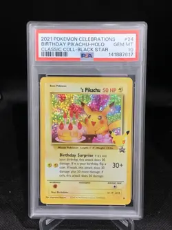 2021 Pokemon Celebrations Birthday Pikachu Holo Black Star PSA 10 - Image 1