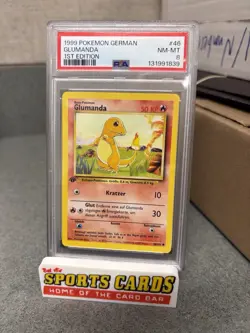 1999 Pokemon GERMAN 1st Edition Base Set Glumanda-Charmander 46/102 PSA 8 - Image 1