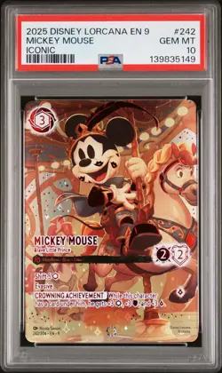2025 DISNEY LORCANA EN 9-FABLED ICONIC MICKEY MOUSE - BRAVE LITTLE PRINCE PSA 10 - Image 1