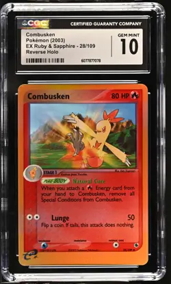 CGC 10 GEM MINT Combusken EX Ruby & Sapphire 28/109 Reverse Holo Pokemon Card - Image 1