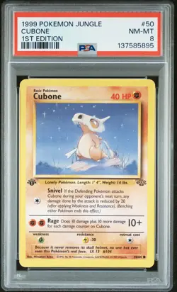 1999 POKEMON JUNGLE 1ST EDITION #50 CUBONE PSA 8 - Image 1