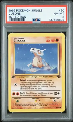 1999 POKEMON JUNGLE 1ST EDITION #50 CUBONE PSA 8 - Image 1