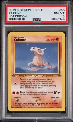 1999 Pokemon Cubone Jungle First Edition 50/64 PSA 8 NM-MT WOTC Pokemon 1st Ed - Image 3