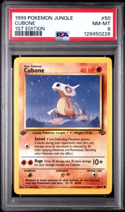 1999 POKEMON JUNGLE 1ST EDITION #50 CUBONE PSA 8 - Image 1