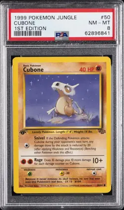 1999 POKEMON JUNGLE 1ST EDITION #50 CUBONE PSA 8 - Image 1