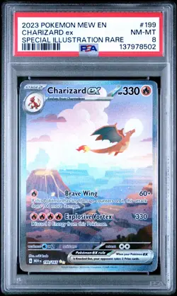 Pokemon TCG Charizard EX 199/165 Special Illustration Rare SV 151 PSA 8 - Image 1