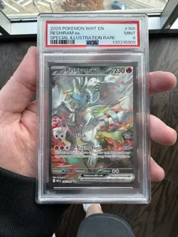 2025 POKEMON WHT EN-WHITE FLARE SPECIAL ILLUSTRATION RARE #166 RESHIRAM EX PSA 9 - Image 1