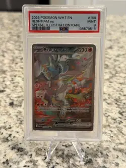 2025 POKEMON WHT EN-WHITE FLARE SPECIAL ILLUSTRATION RARE #166 RESHIRAM EX PSA 9 - Image 1