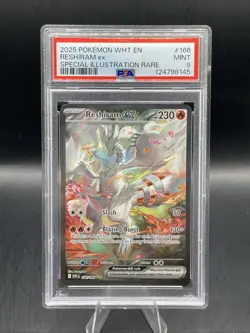 2025 POKEMON WHT EN-WHITE FLARE SPECIAL ILLUSTRATION RARE #166 RESHIRAM EX PSA 9 - Image 1