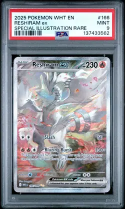 2025 POKEMON WHT EN-WHITE FLARE SPECIAL ILLUSTRATION RARE #166 RESHIRAM EX PSA 9 - Image 1