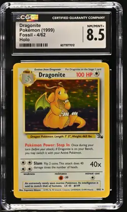 CGC 8.5 Dragonite 1999 Fossil 4/62 Holo Pokemon Card - Image 1