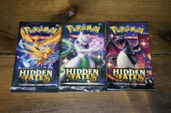 New & Sealed! Pokemon Hidden Fates Booster Packs x3 - Image 1
