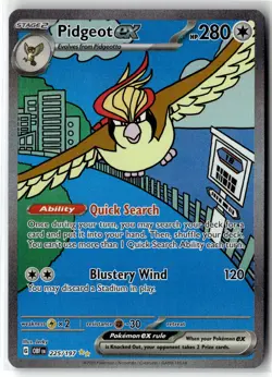 Pidgeot ex ⭐ 225/197 Holo Special Illustration Rare Obsidian Flames Pokemon NM - Image 1